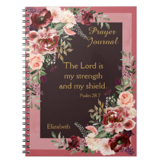 Marsala rose Floral Journal de prière personnalisé