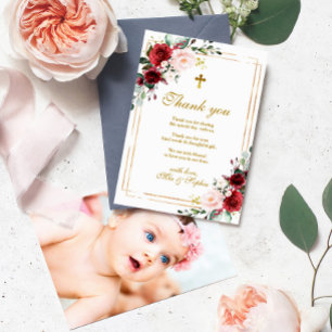 Marsala Rose & Gold Photo Carte de remerciements B