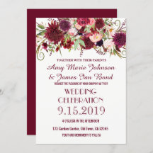 Marsala Rouge Bourgogne Floral Chic Cartes de Mari