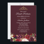 Marsala Rouge Bourgogne Floral Sweet 16 Invitation<br><div class="desc">Plus joli Sweet sixteen floral 16e anniversaire Invitation dans le Little Bayleigh Store!</div>