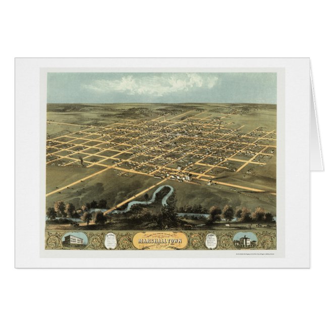 Marshalltown, carte panoramique d'IA - 1868 (Devant horizontal)