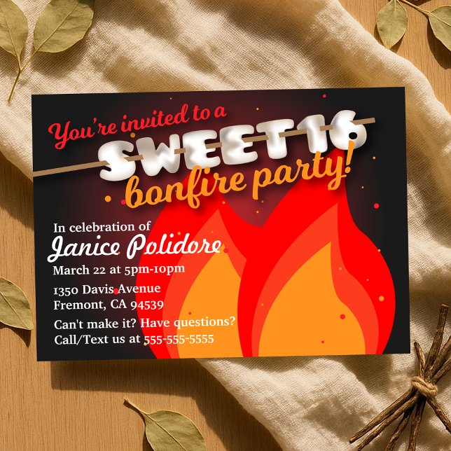 Marshmallow Sweet 16 Bonfire Party Invitation (Marshmallow Sweet 16 Bonfire Party Invitation
)