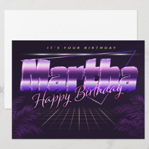 Martha Nom Prénom lila retro Carte Anniversaire