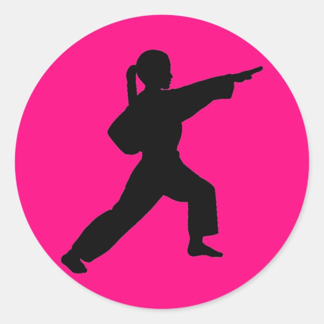 Martial Arts Front Strike Girl Hot rose stickers (Devant)