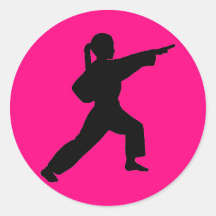 Martial Arts Front Strike Girl Hot rose stickers