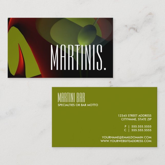 martini bar carte de visite (Devant / Derrière)