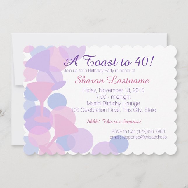 Martini Bubbles Party Invitation (Devant)