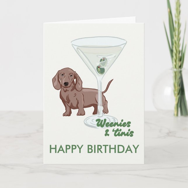 martini et weenies Dachshund carte d'anniversaire  (Devant)