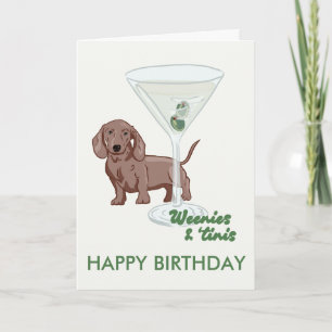 martini et weenies Dachshund carte d'anniversaire