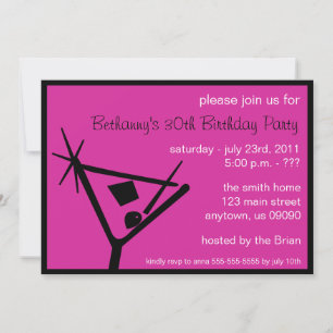 Martini Glass, Invitation de fête d'anniversaire (