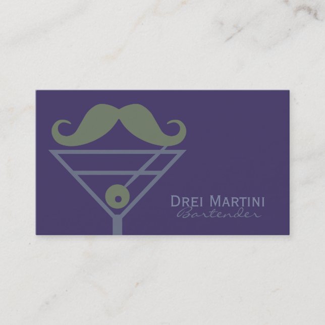 "Martini Mustache" Bartender cartes de visite pers (Devant)