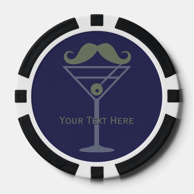 Martini Mustache jetons de poker personnalisés (Recto)