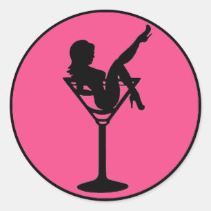 Martini rose noir fille silhouette stickers