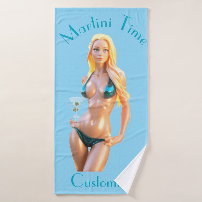 Martini time Bikini Babe Thunder_Cove  (Serviette de bain)