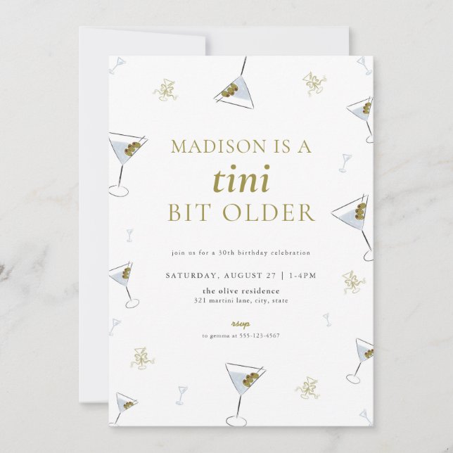 Martini Tini Bit Ancien Adulte Invitation Annivers (Devant)