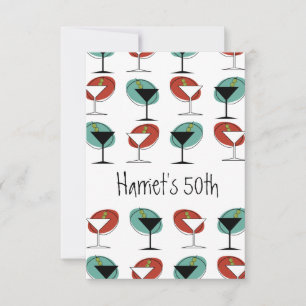 Martini verre design anniversaire ou invitation à 