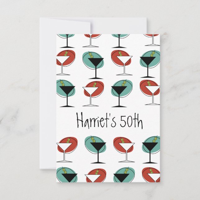 Martini verre design anniversaire ou invitation à  (Devant)