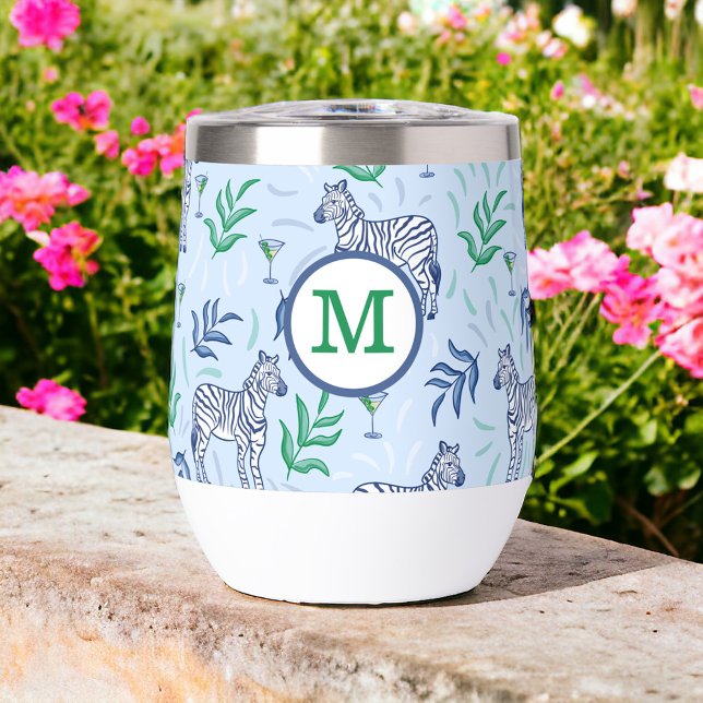 Martini Zèbre Navy Monogramme Bleu Clair  (Créateur téléchargé)