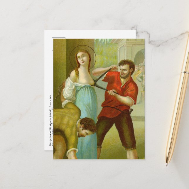 Martyre de Ste Agathe (M 003) Carte postale #2 (Devant/Arrière en situation)