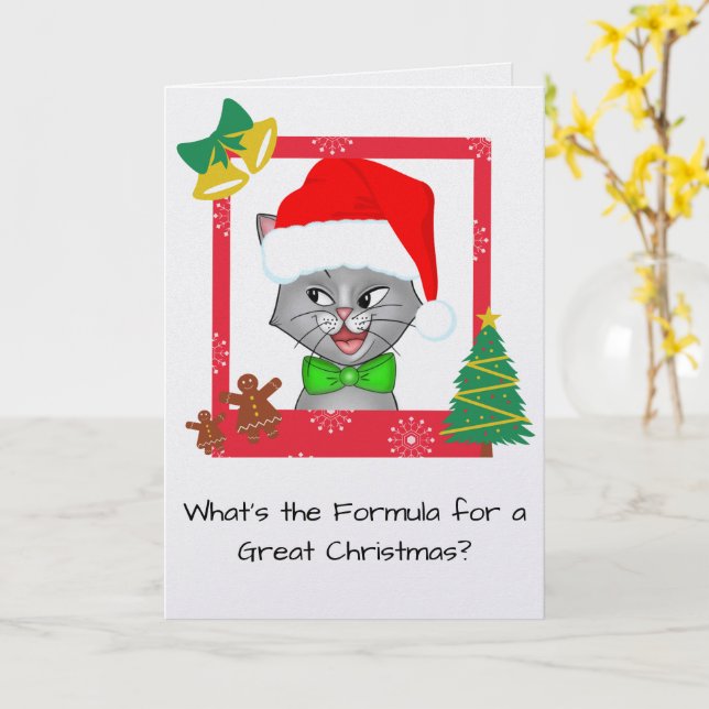 Marvin le chat mathématique Carte de vœux de Noël  (Fleur jaune)
