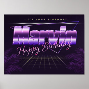 Marvin Nom Vorname lila retro Poster Geburtstag