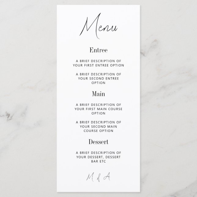 Mary - Menu Mariage minimaliste Élégant (Devant)
