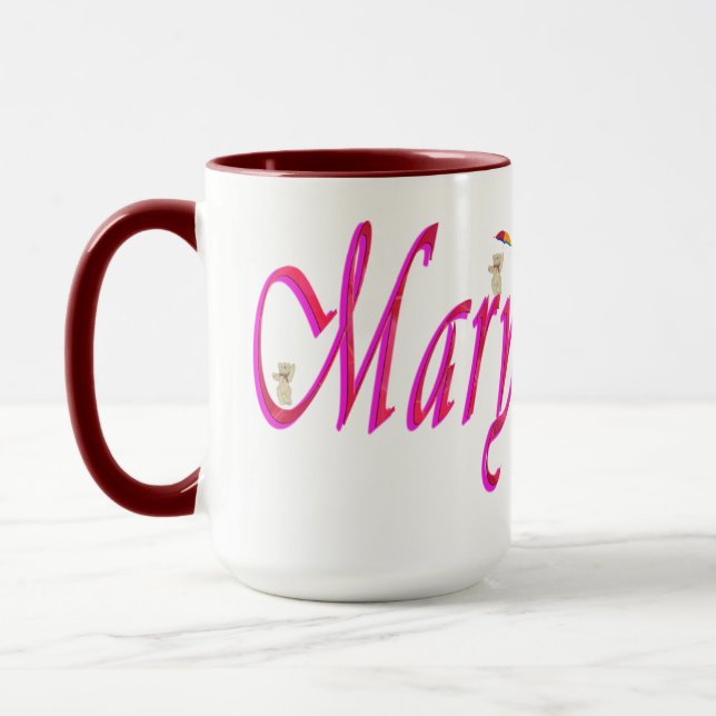 Mary, Nom, Logo, Maroon Combo Coffee Mug (Gauche)