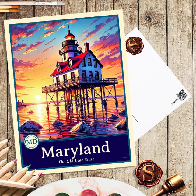 Maryland | Carte postale ombragée style Anime (Créateur téléchargé)