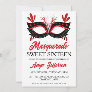 mascarade moderne douce 16 invitations