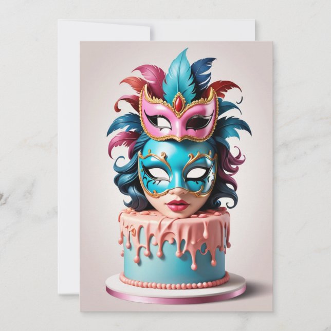mascarade moderne douce 16 invitations (Devant)