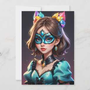 mascarade moderne douce 16 invitations