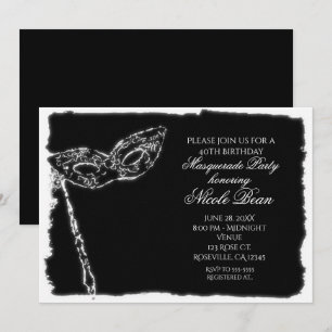 Mascarade noir & blanc Elegance Party Invitation