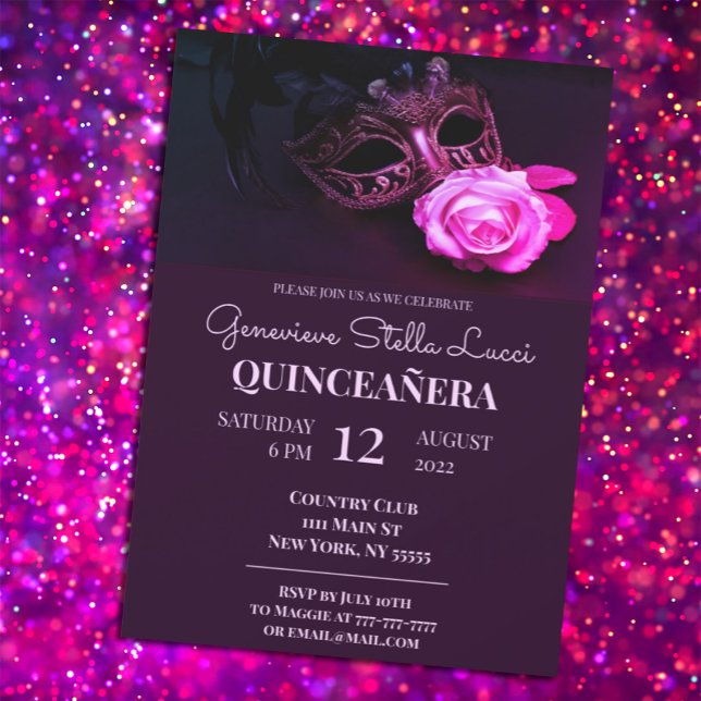 Mascarade rose Quinceañera Invitation du Parti (Créateur téléchargé)