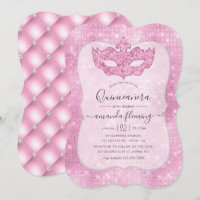 Mascarade rose vintage Quinceañera Invitation