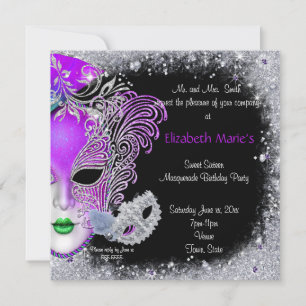 Mascarade, Sweet Sixteen, Invitation Pailletée