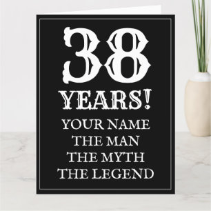 Masculine 38e carte d'anniversaire avec une citati