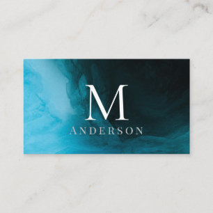 Masculine bleu profond Double Carte de visite Mono