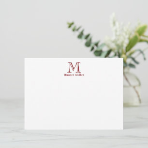 Masculine rouge Monogramme initial et nom Note pla