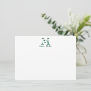 Masculine vert initial Monogramme et nom plat Note