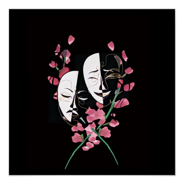 Mask poster - black + white (Devant)