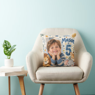 Mason 5e anniversaire Coussin de photo d'animaux d