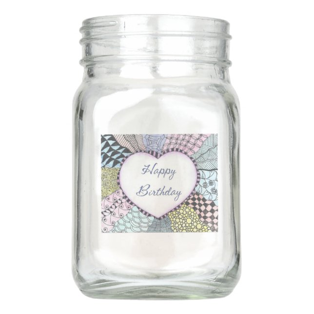 Mason Anniversaire de pot de maçon de vase joyeux (Devant)