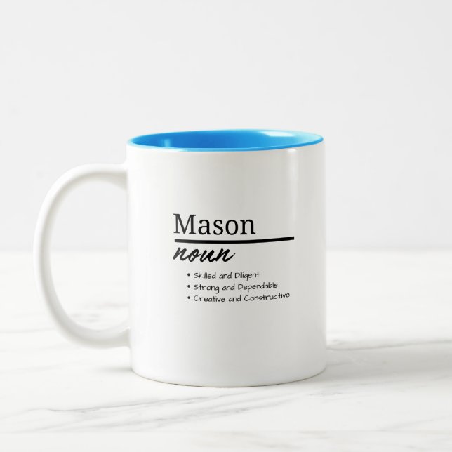 Mason, Garçon Nom Personnalisé Définition Mug (Gauche)