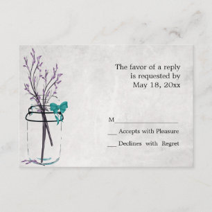 Mason Jar avec Branches pourpres - Cartes RSVP