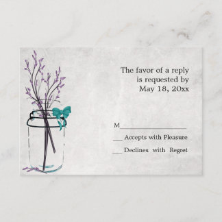 Mason Jar avec Branches pourpres - Cartes RSVP