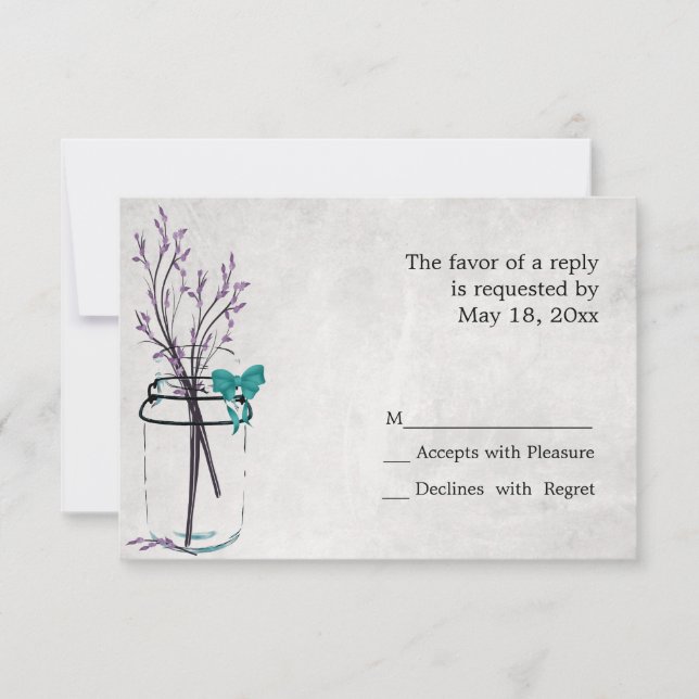 Mason Jar avec Branches pourpres - Cartes RSVP (Devant)