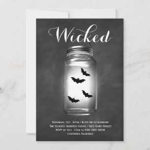 Mason Jar Bats Halloween Invitation