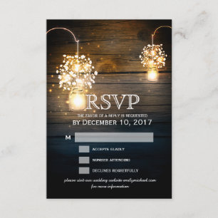 Mason Jar brillant Lights floral carte RSVP