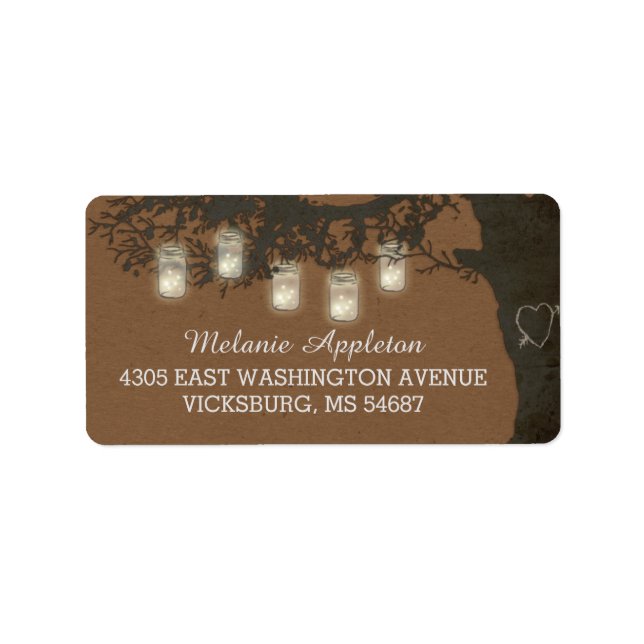 Mason Jar Chaîne Lights Arbre Étiquettes Vintages (Devant)