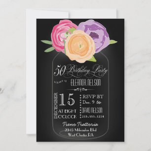 Mason Jar Chalkboard 50e anniversaire Invitation